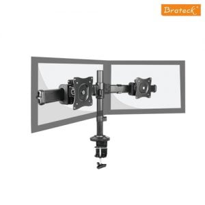 Buy Brateck-LDT06-C02-Brateck Dual Monitor Arm with Desk Clamp VESA 75/100mm Fit Most 13"-27" Monitors Up to 8kg per screen