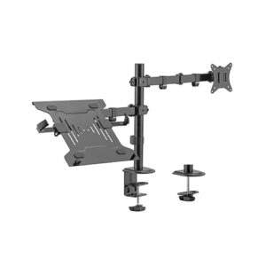 Buy Brateck-LDT66-C024ML-Brateck Steel Monitor Arm With Laptop Tray Fit Most 17"-32" Monitor Up to 9KG Laptops up to 4kg 10”-15.6” VESA 75x75