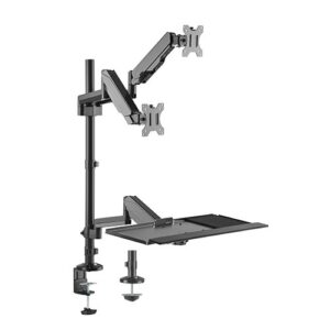 Buy Brateck-DWS20-C02-Brateck Gas Spring Sit-Stand Workstation Dual Monitors Mount Fit Most 17"-32" Moniters Up to 8kg per screen