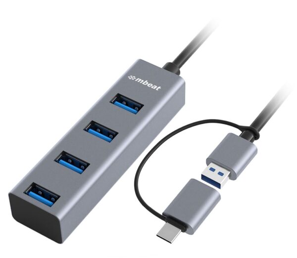 Buy MBEAT-MB-CU3H-4G-mbeat® 4-Port USB 3.0 Hub with 2-in-1 USB 3.0  USB-C Converter - Space Grey