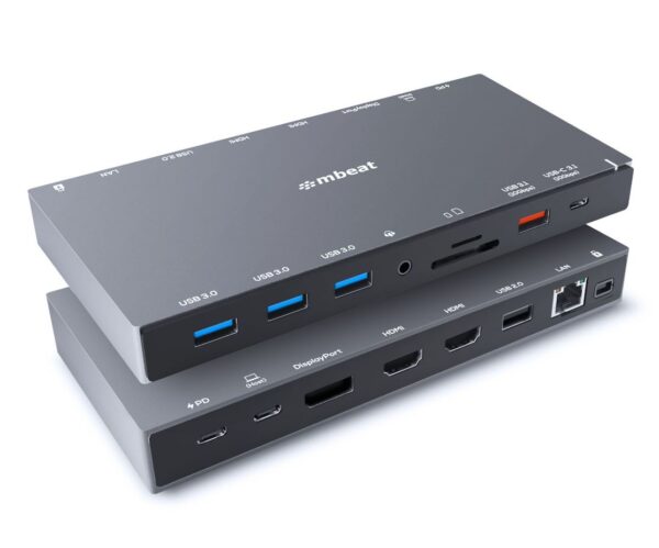 Buy MBEAT-MB-UCD-X15-mbeat 15-in-1 Triple Display USB-C Docking Station 2x HDMI 1x DP 1x 100W PD 3.0 1x USB-C 3.1 Gen2 3x USB 3.0 1x USB 3.1 Gen2 MicroSD/SD Card 1x 1Gb