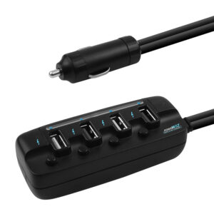 Buy MBEAT-MB-USBC480-mbeat® 4 Ports USB Rapid Car Charger - 40W Rapid Smart Charger/Individual ON/OFF switches/90cm Extension Cable Design
