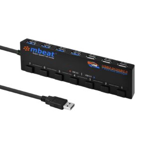 Buy MBEAT-USB-M43HUB-mbeat® 7-Port USB 3.0  USB 2.0 Powered Hub Manager with Switches - 4x USB 3.0 with 5Gbps/3x USB 2.0 with 2.4Ghz(480Mbps)/Super Fast Hub Manager