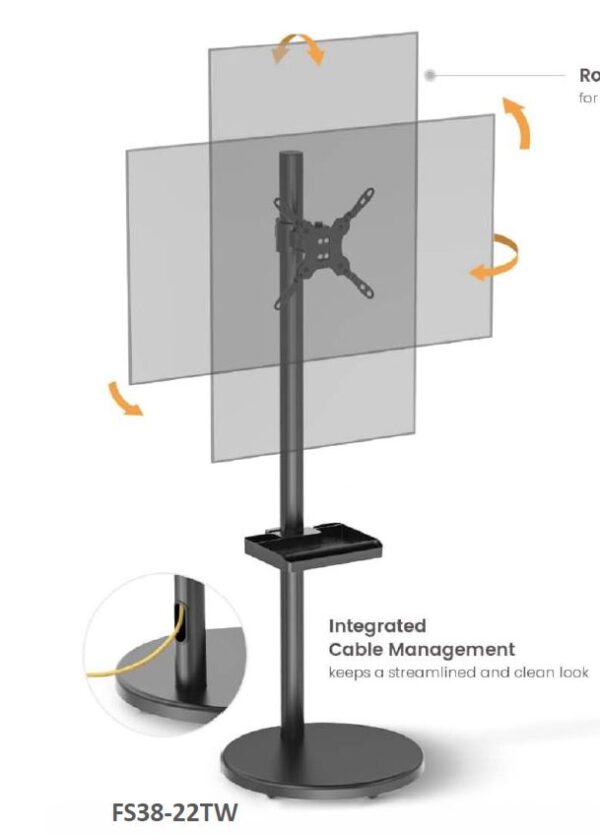 Buy Brateck-FS38-22T-Brateck Mobile Spring assisted Display Floor Stand Fit Most 17"-35" Monitor Up to 10kg per screen VESA 75x75/100x100(NEW) Black colour (LS)