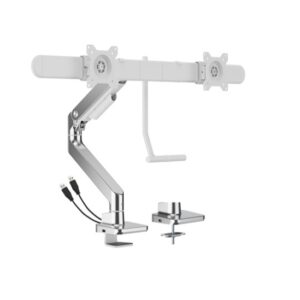 Buy Brateck-LDT81-C022UC-W-Brateck LDT81-C022UC-W NOTEWORTHY GAS SPRING DUAL MONITOR ARM WITH USB-A/USB-C PORTS Fit Most 17"-32" Monitor Fine Texture White(new)