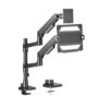 Buy Brateck-LDT81-C024P-ML-B-Brateck LDT81-C024P-ML-B NOTEWORTHY POLE-MOUNTED HEAVY-DUTY GAS SPRING DUAL MONITOR ARM WITH LAPTOP HOLDER Fit Most 17"-49" Monitor Fine Texture Black