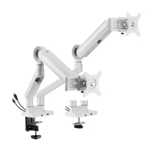 Buy Brateck-LDT75-C024UCS-Brateck LDT75-C024UCS Designer Premium Dual Monitor Spring-Assisted Monitor Arm with USB-A/USB-C Ports-White(LS)