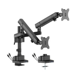 Buy Brateck-LDT84-C024UCP-B-Brateck LDT84-C024UCP-B DUAL SCREEN POLE-MOUNTED HEAVY-DUTY MECHANICAL SPRING MONITOR ARM WITH USB PORTS BLACK (new)