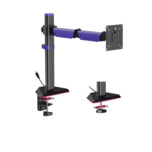 Buy Brateck-LDT89-C012L-Brateck LDT89-C012L Articulating RGB Lighting Gaming Monitor Arm Matte Black